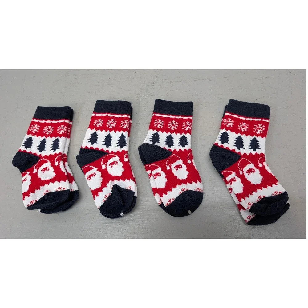 Christmas Fair Isle Socks Santa Snowflakes Holiday Sz 8-11 Toddler Colorful NEW